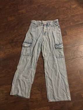 Light Blue Women’s Cargo Denim Jeans